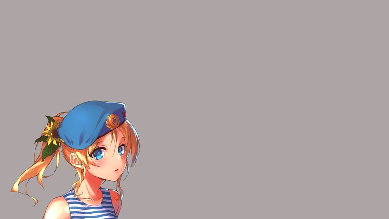 Anime Girl with Beret — Blue, Calm