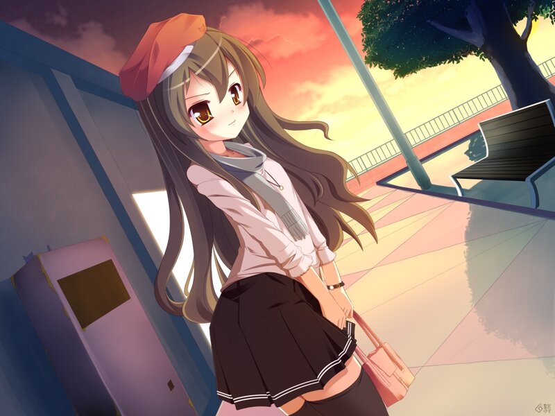 Anime Girl with Beret — Brown