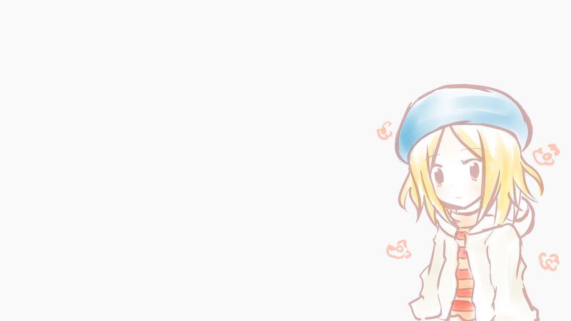 Anime Girl with Beret — White