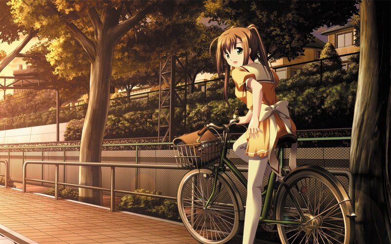Anime girl with bicycle