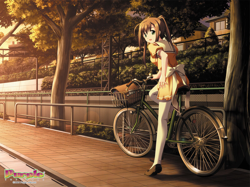 Anime girl with bicycle