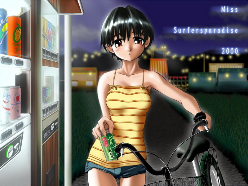 anime girl with bicycle