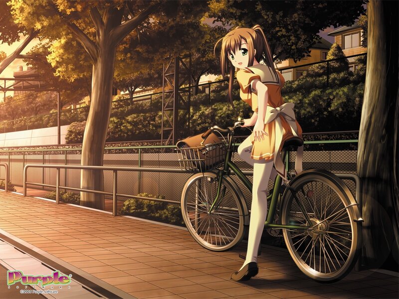 Anime girl with bicycle