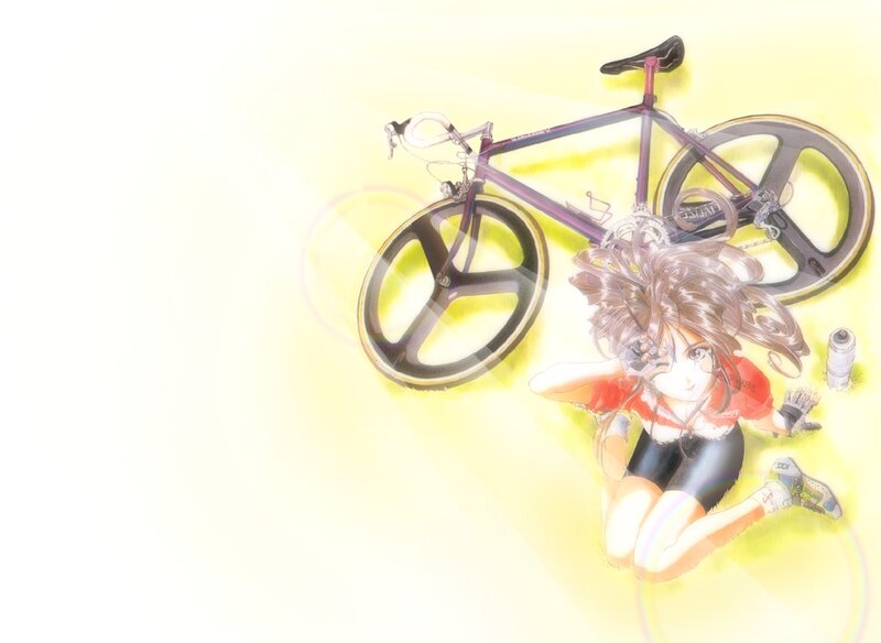 Anime Girl with Bicycle — Yellow
