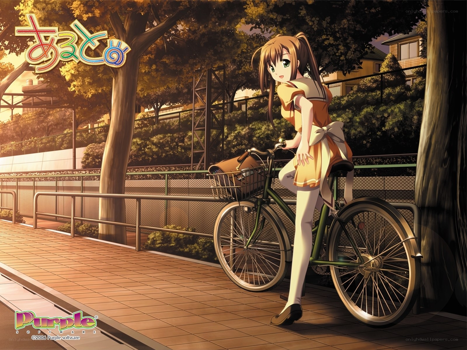 Anime girl with bicycle
