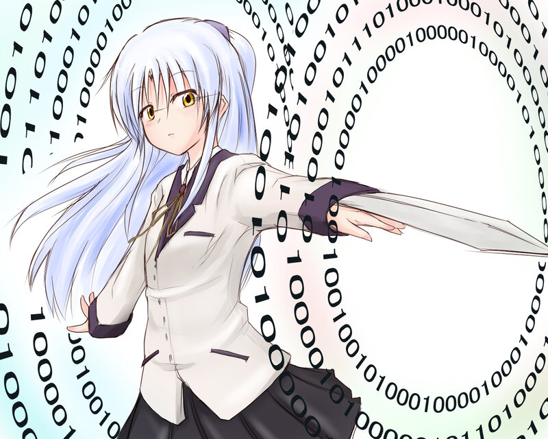 anime girl with binary code