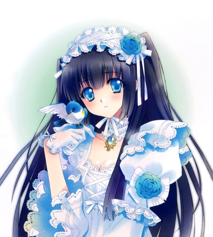 anime girl with bird