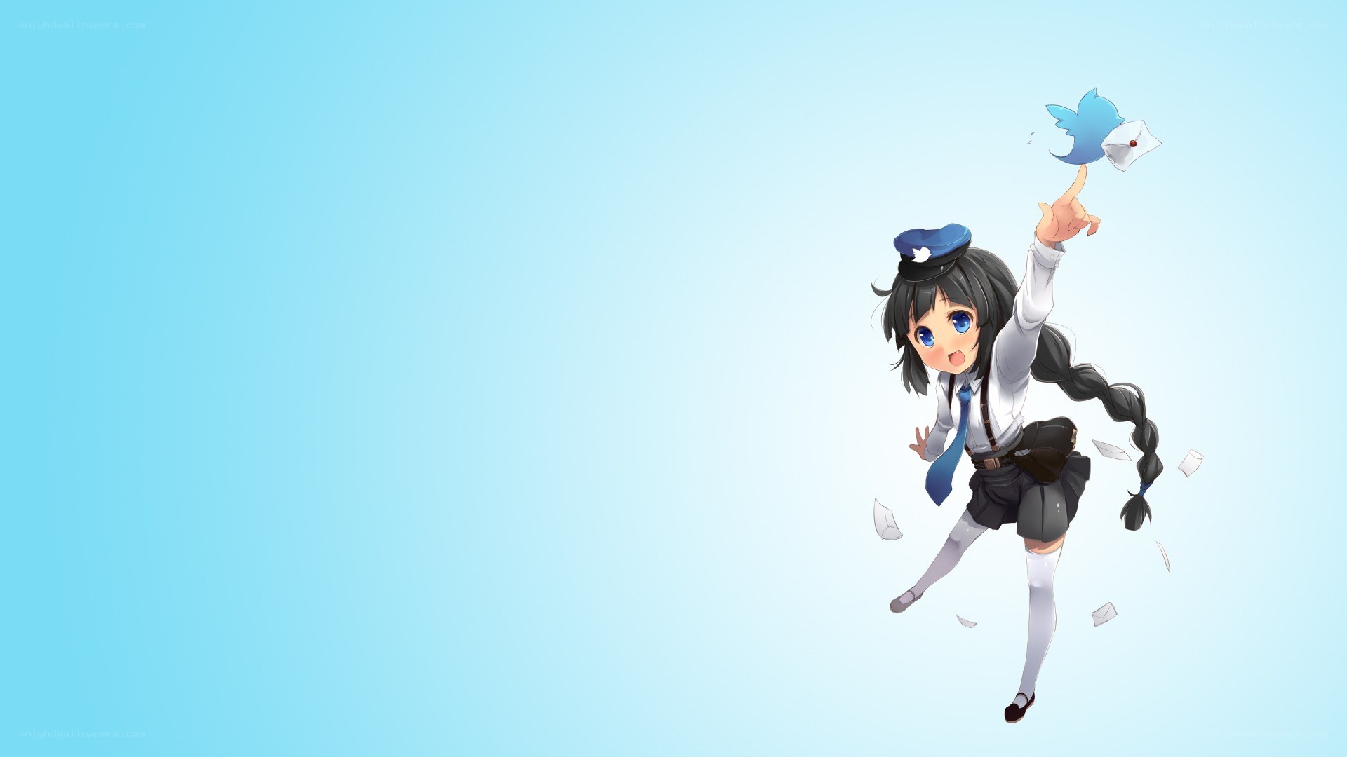 anime girl with bird