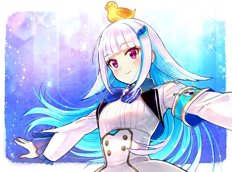 Anime Girl with Bird — Blue, Dreamy