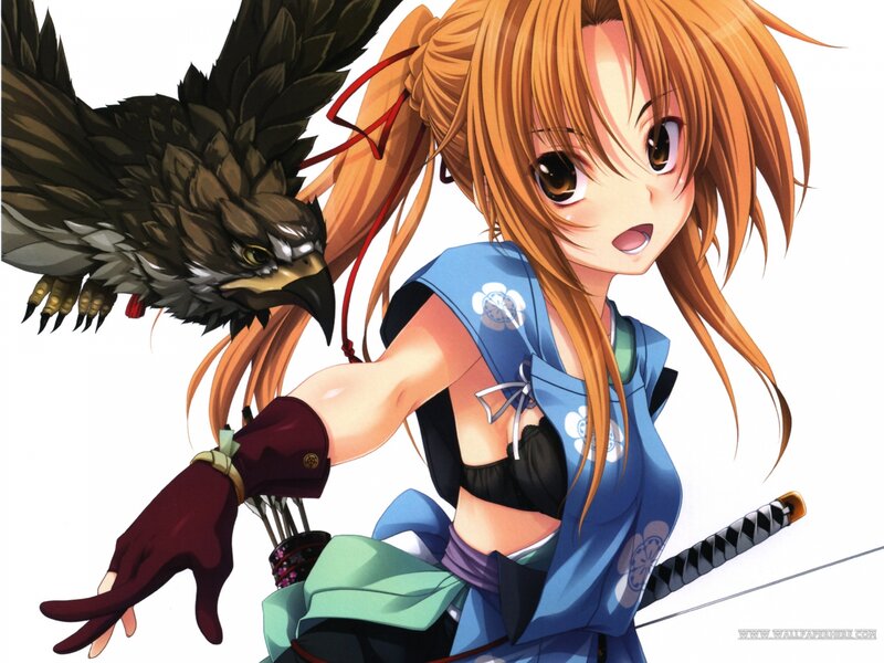 Anime Girl with Bird — Blue, Dynamic