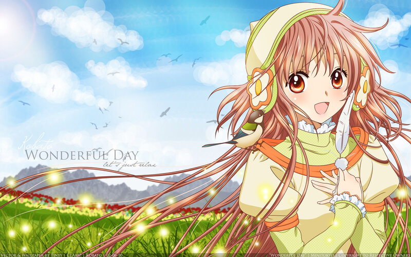 Anime Girl with Bird — Green, Serene