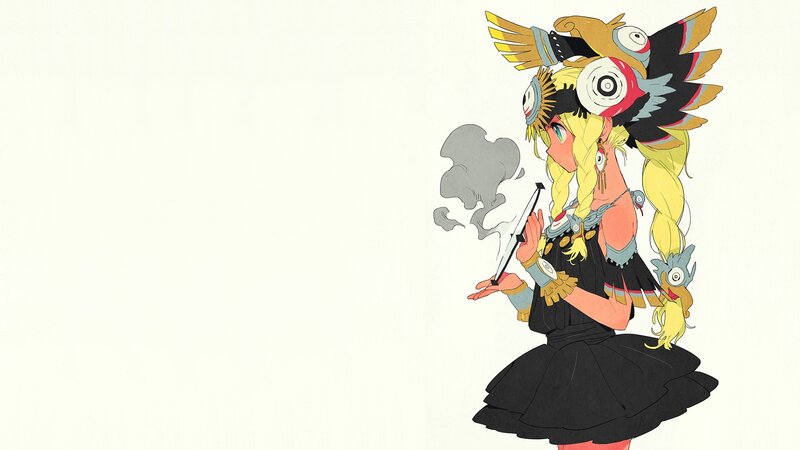 anime girl with bird headdress