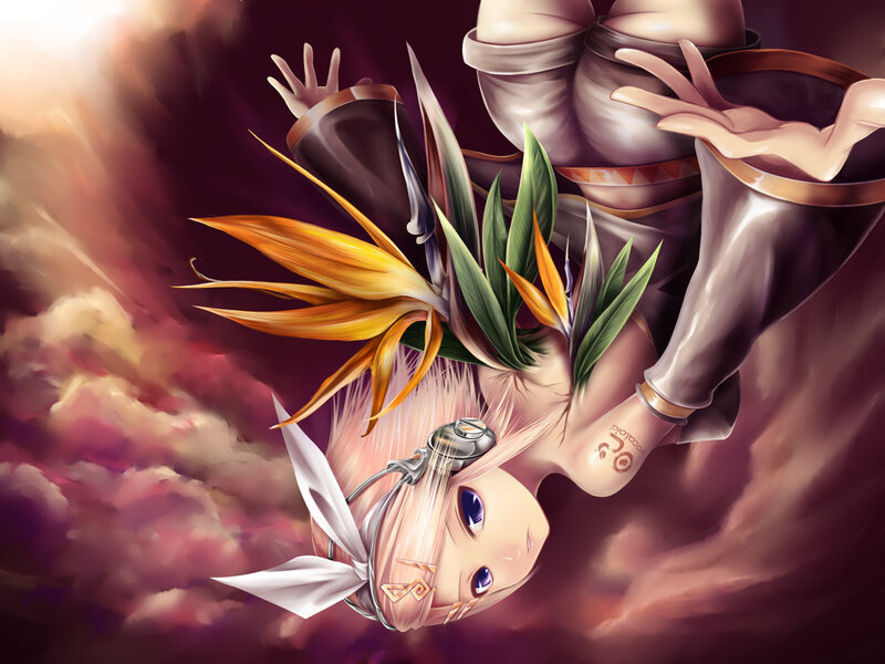 anime girl with bird of paradise