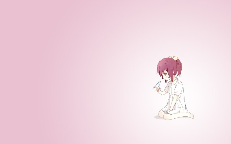 Anime Girl with Bird — Pink, Calm, Dress