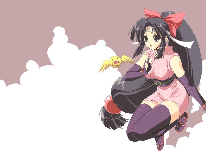 Anime Girl with Bird — Pink, Playful