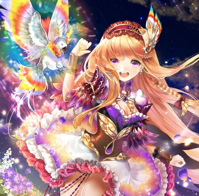 Anime Girl with Bird — Purple, Magical