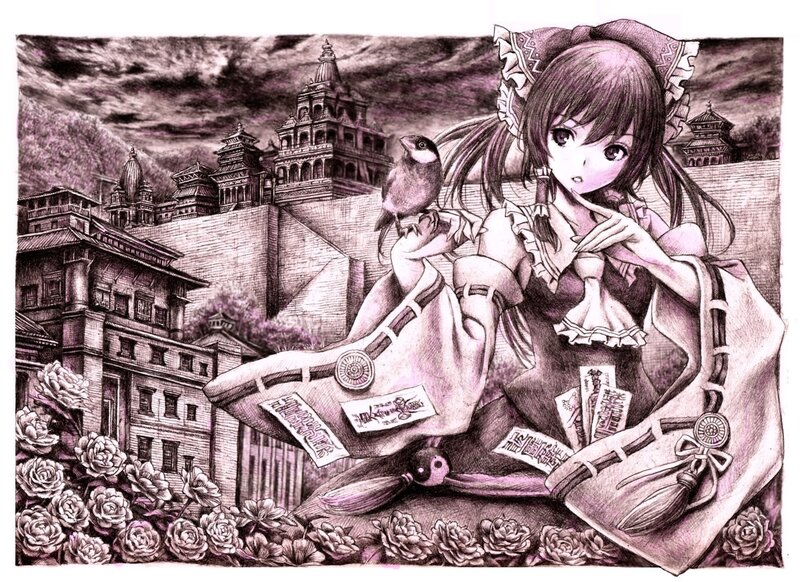 Anime Girl with Bird — Purple