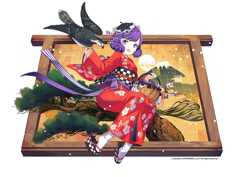 Anime Girl with Bird — Red, Serene, Spring