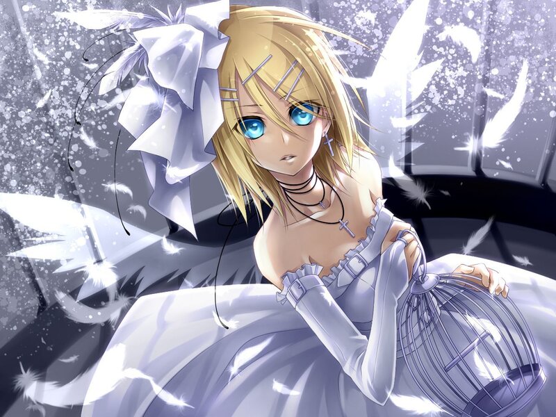 anime girl with birdcage
