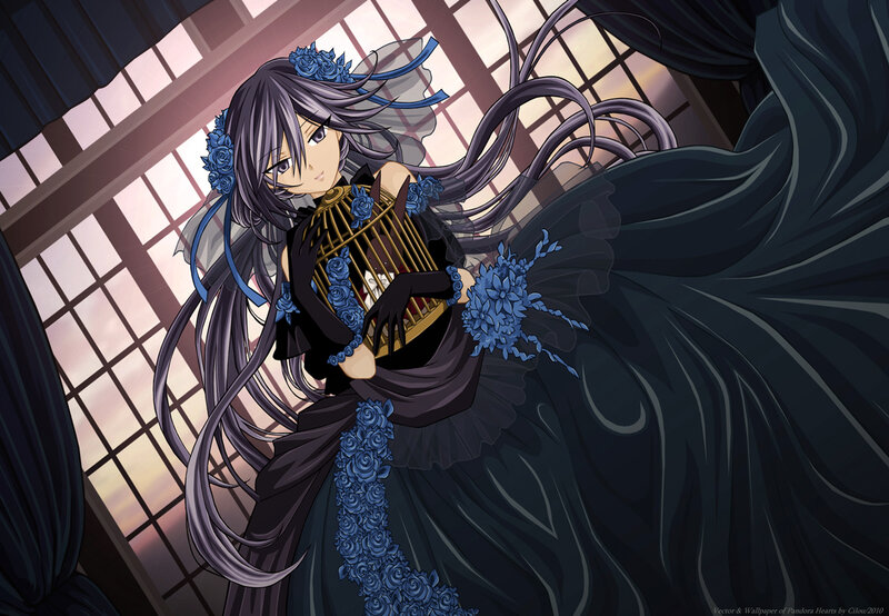 anime girl with birdcage