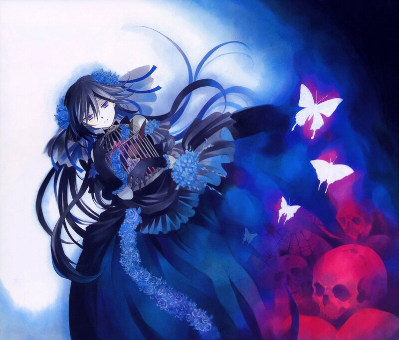 Anime Girl with Birdcage — Blue, Dramatic