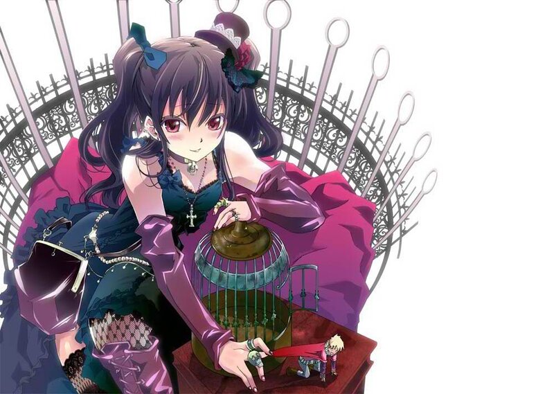 Anime Girl with Birdcage — Purple