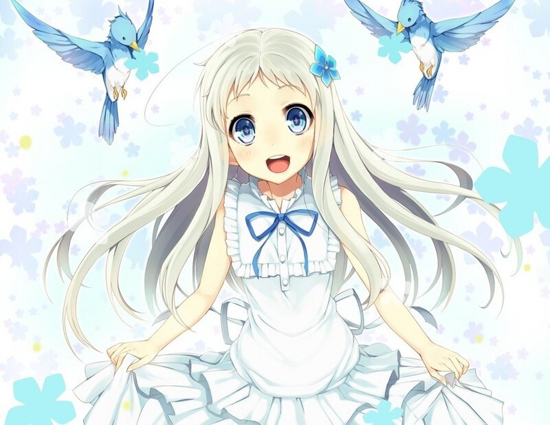 anime girl with birds