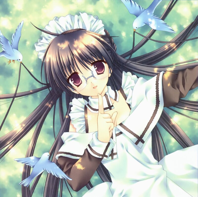 anime girl with birds