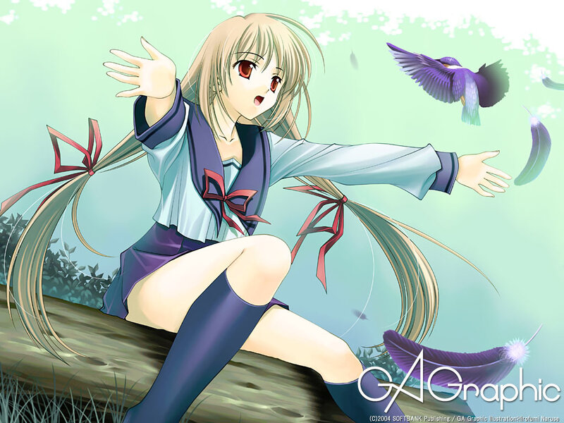 anime girl with birds