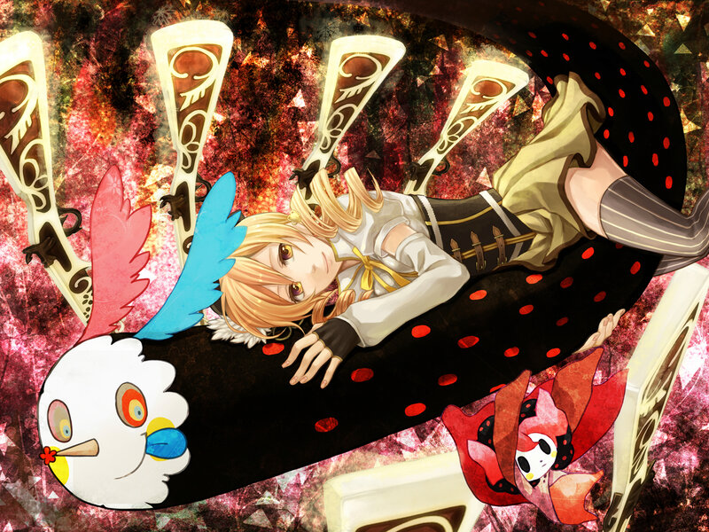 anime girl with birds