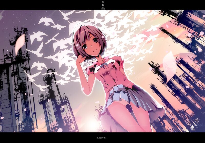 Anime girl with birds