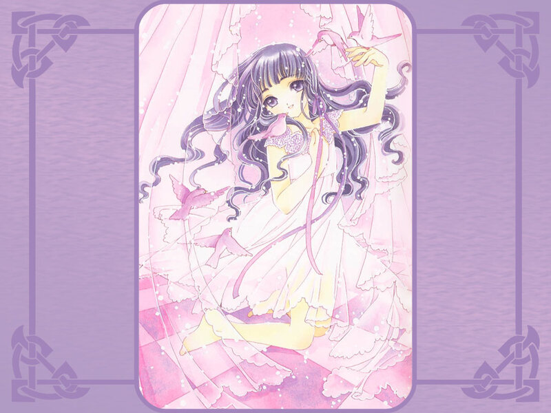 Anime Girl with Birds — Pink
