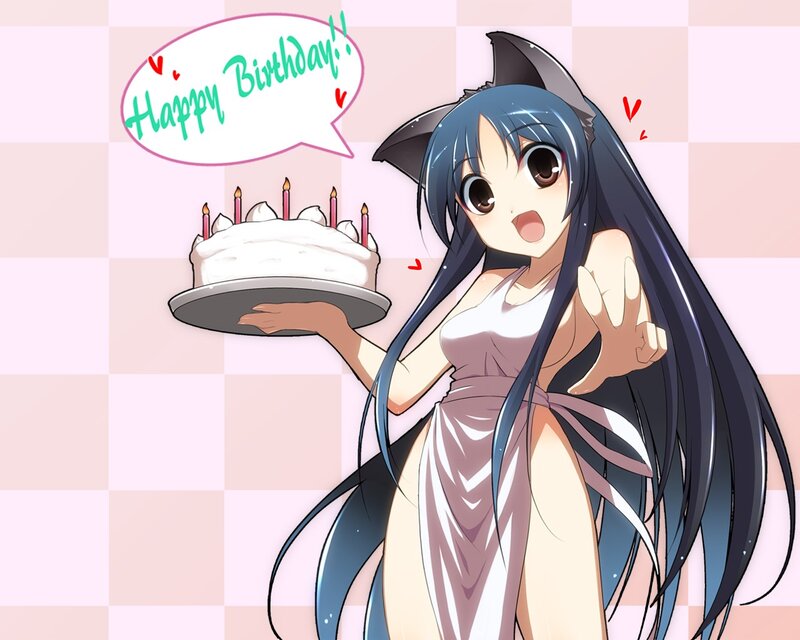 Anime girl with birthday cake