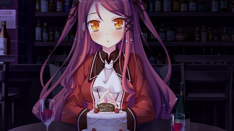 anime girl with birthday cake