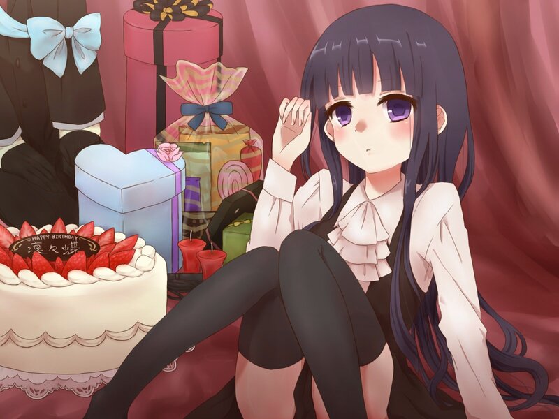 anime girl with birthday cake