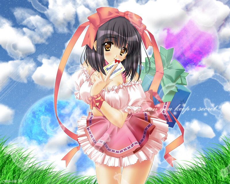 anime girl with birthday card