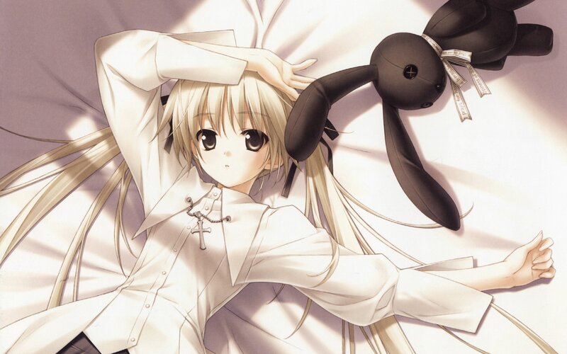 anime girl with black bunny