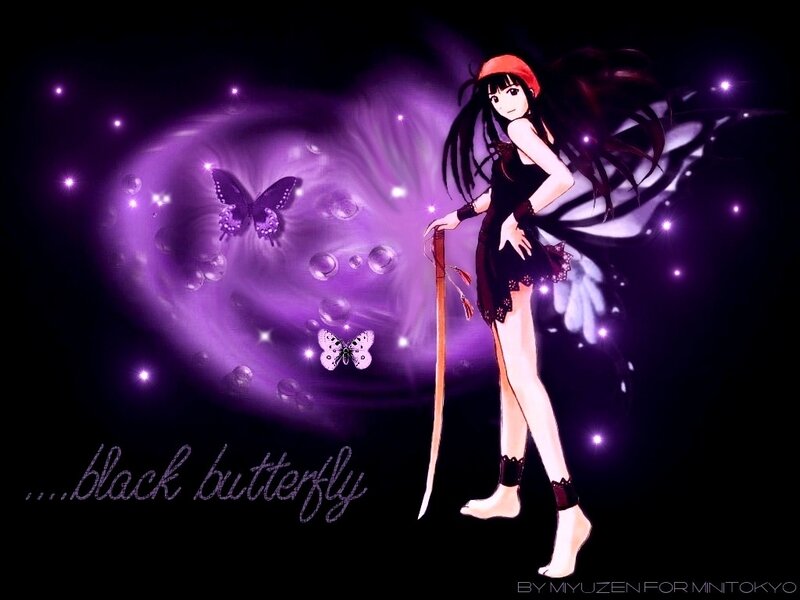 anime girl with black butterfly