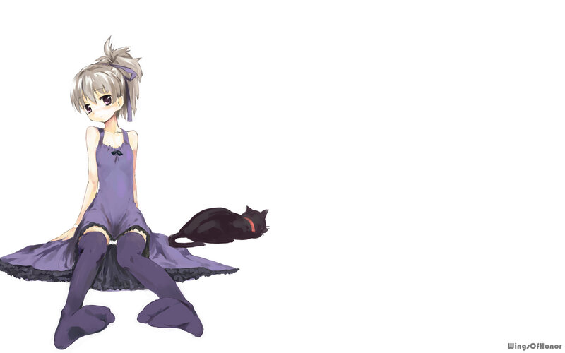 anime girl with black cat