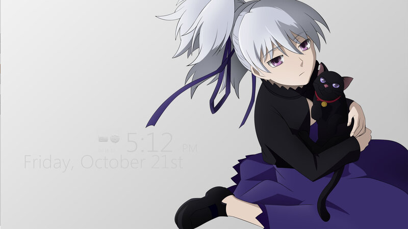 anime girl with black cat