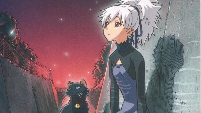 anime girl with black cat