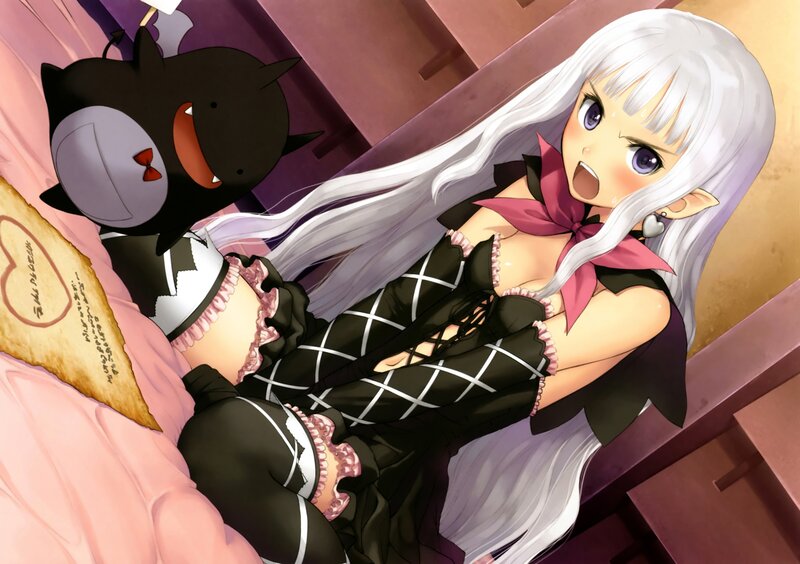 anime girl with black cat
