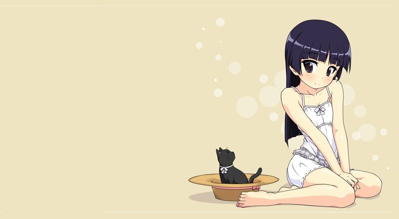anime girl with black cat