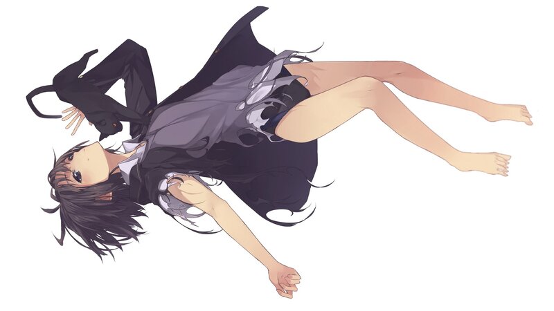 anime girl with black cat