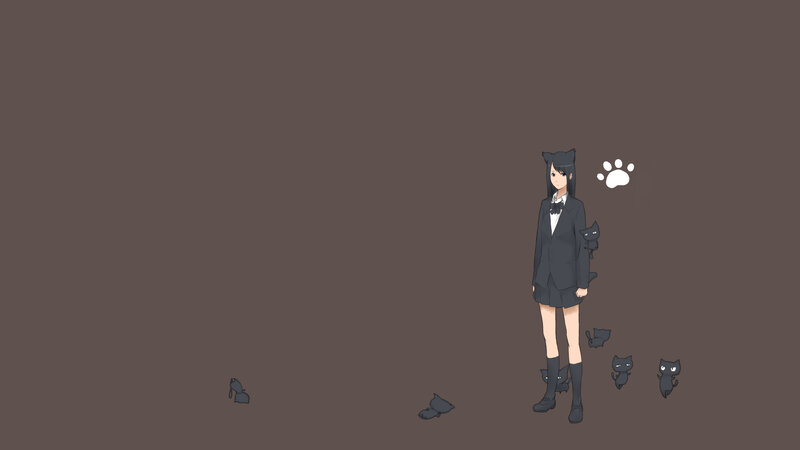 anime girl with black cats