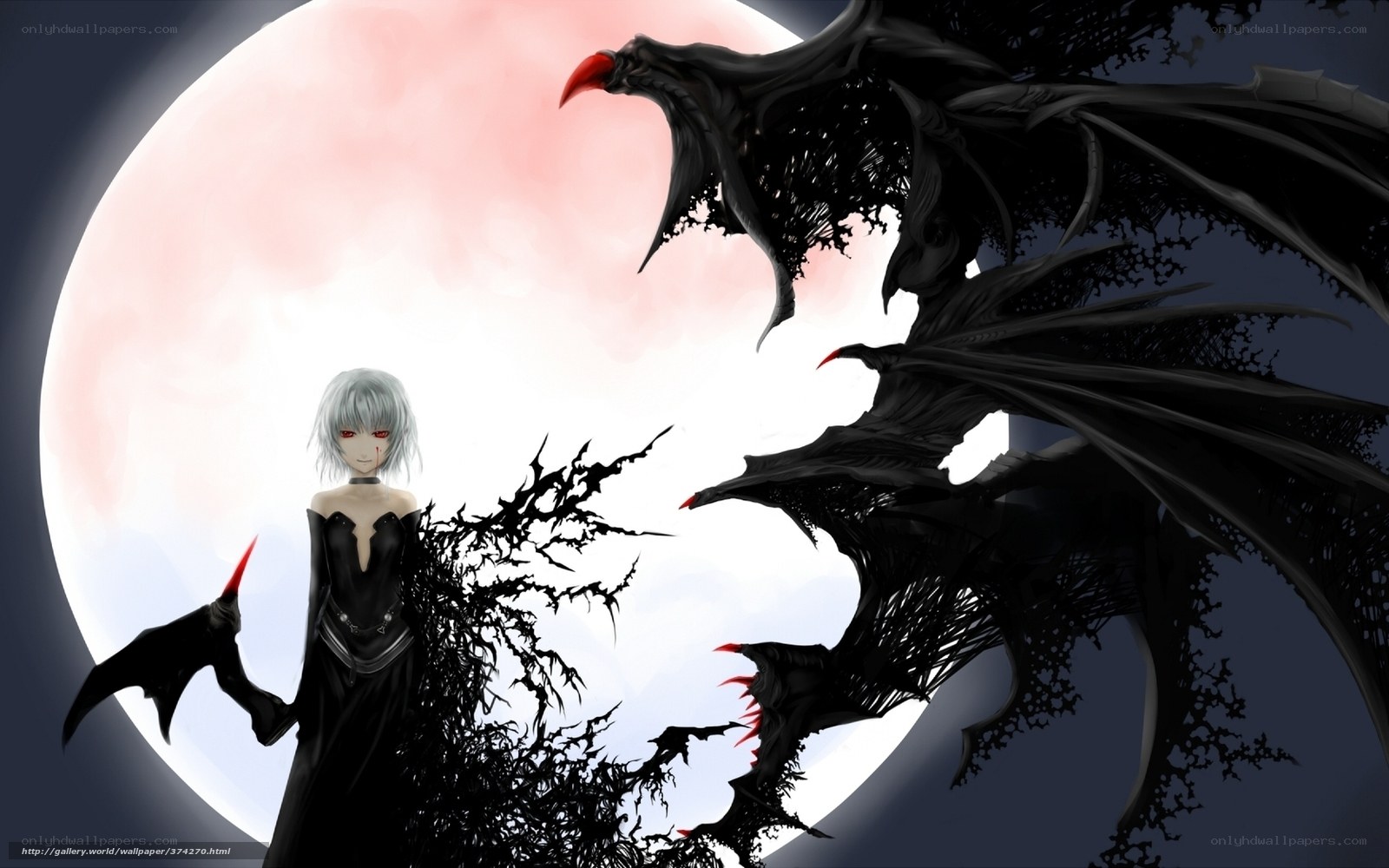Anime girl with black dragon
