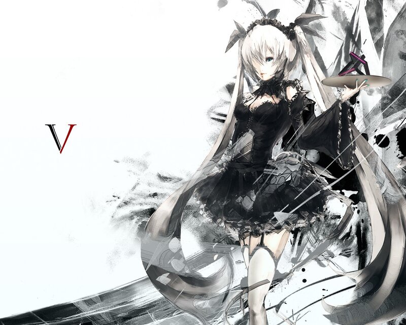 anime girl with black dress