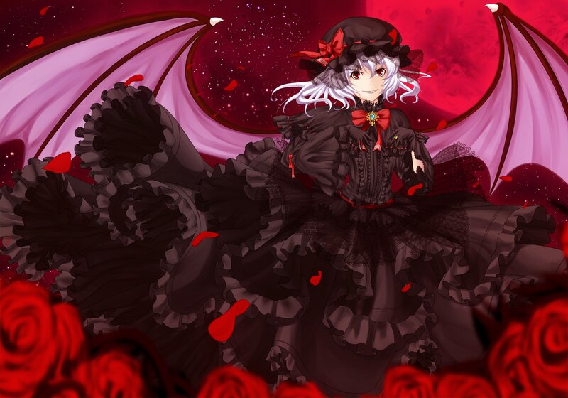 anime girl with black dress