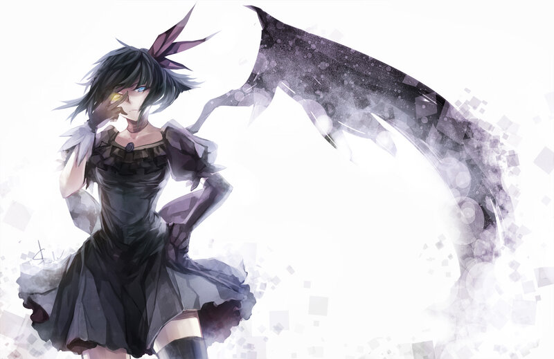 Anime Girl with Black Dress — Dramatic, Digital Art