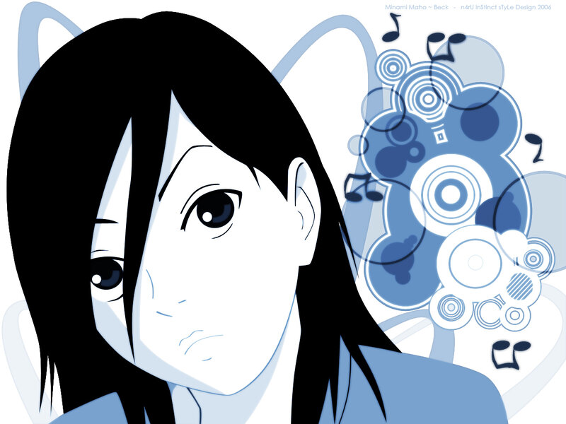 Anime Girl with Black Hair — Blue, Calm, Digital Art